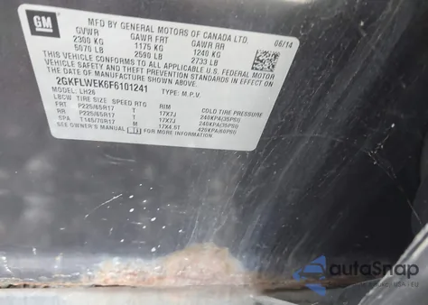 2015 GMC Terrain Sle-2 из США, поврежденный, VIN 2GKFLWEK6F6101241